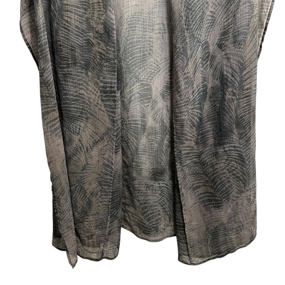 Coldwater Creek sheer tropical palm leaf print kimono in gray hue OS fits all - Picture 6 of 10